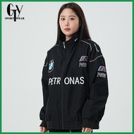 ➸ ∫ ─ BMW F1 Ferrari Racing Jacket For Couple With Contton     Varsity Motorcycle Black Loose Jacke