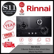 Rinnai RB-93UG 3 Burner Built in Schott Glass Gas Hob Cast-Iron *FAST DELIVERY