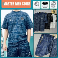 PSG Men's Shorts Set with Embroidered Logo Super Beautiful Gold Buckle Bag Cotton Crab Leg Fleece Pa