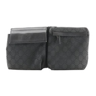 【日本直送】Gucci GUCCI 側背包 腰包 28566 GG帆布 × 皮革 黑色 男女皆宜【二手品】