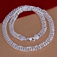 18K Saudi Gold Pawnable 10MM Flat Chain Boss Necklace Bracelet Set