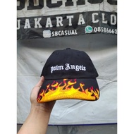 Topi Palm Angels Burning Flame Cap Black ORIGINAL Second Authentic