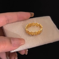 Women man Cincin emas 916 Lucky Hollow Coin Ring gold 916