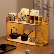 HOT Tea Room Desktop Bogus Shelf Multi-layer Chinese Tea Cup Rack Teapot Tea Leaves Place Tea Set St