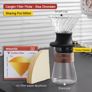 Coffee Dripper Kopi v60 - Coffee Tools v60 Dripper Set Pot Sharing Coffee Filter Pot V60 Diamond Cof