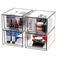 Cq acrylic Clear Stackable Storage Drawers,4 Pack Acrylic Plastic Organizers Bins for Makeup Palette