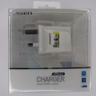 Pisen Original 2.4A Quick Charge Dual USB Output Wall Charger UK Standard - SIRIM