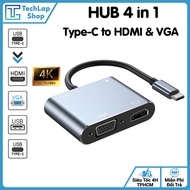 4-in-1 Type-C To HDMI + VGA Converter Hub Supports UHD, Expands Screen Port, Compatible with Laptop,