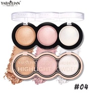 สินค้าขายดี พาเลทไฮไลท์ 3สี แต่งหน้าสดใส คอนทัวร์ กันน้ำ แป้งชิมเมอร์ ให้ความสว่างแก่ใบหน้า และร่างก