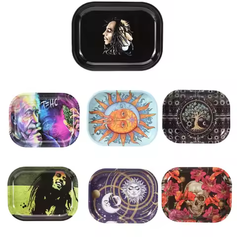 18*14cm Metal Tobacco Rolling Tray Cigarette Smoking Accessories Dish Tin Storage Plate Small Roller