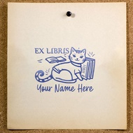Custom Name Ex Libris Book Stamp SE-76 | Cat & Book Design | Library Stamp