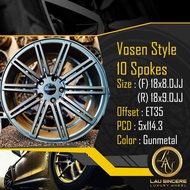 Vosen Style 10 Spokes (F) 18x8.0JJ(R) 18x9.0JJ 5x114.3 Gunmetal