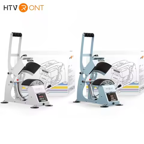 HTVRONT Manual Hat Heat Press Machine 6.9x2.55 inch,7.0x3.3 inch Double-size Platens Press Knob Clam