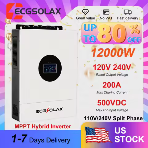 ECGSOLAX 12KW 48V Hybrid Solar Inverter Off-Grid Solar Hybrid Inverter Built-in WiFi 120V/240V US St
