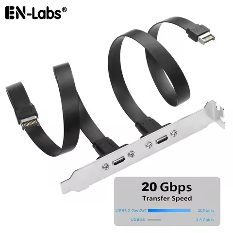 USB3.2 Gen2x2 20Gbps USB-C Flat Cable,Motherboard USB Type-E 20Pin to Type-C Extension Adapter w/ Fu