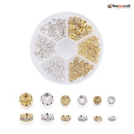 BeeBeecraft 1 Box Brass Rhinestone Spacer Beads Grade A Wavy Edge Rondelle Golden &amp; Silver Crystal 5~8x2.5~3.8mm Hole: 1mm; 120pcs/box for DIY Jewelry Making