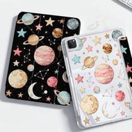 A Cute Cartoon Space Planet Moon Star Pattern Double-Sided Acrylic Transparent Crystal Back Cover, S