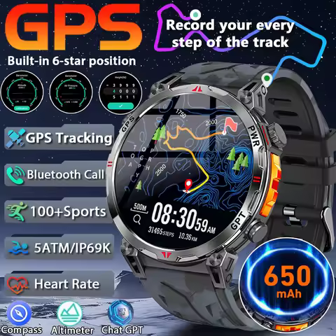 2025 New Military Grade Precision GPS Position Smartwatch Men Altitude Barometer Compass 3ATM Waterp