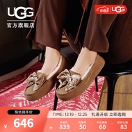 UGG 2022秋冬新款女士休闲舒适平底褶皱丝绒蝴蝶结豆豆鞋 1138650 CHE | 栗色 38