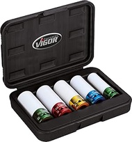 ViGOR V2257 Impact Wrench Set | 12.5 mm Square Drive (1/2 Inch) 17-21 mm Wrench Width with Plastic S