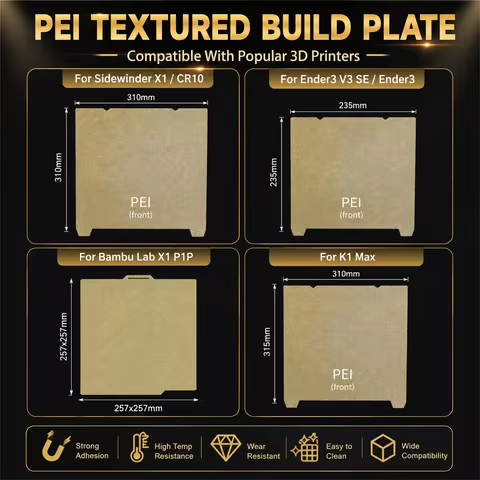 Build Plate PEI 235x235 for K1 K1C Ender3/Pro/S1/V2/V3SE Double Sided Spring Steel Sheet Textured PE
