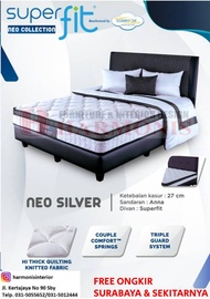 SUPERFIT NEO SILVER BY COMFORTA SPRING BED FULL SET UKURAN 90 100 120 160 180 200 CM