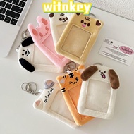 WITAKEY Photocard Holder, Animal With Keychain Card Sleeve, Cute Visual Pendant Plush ID Credit Card