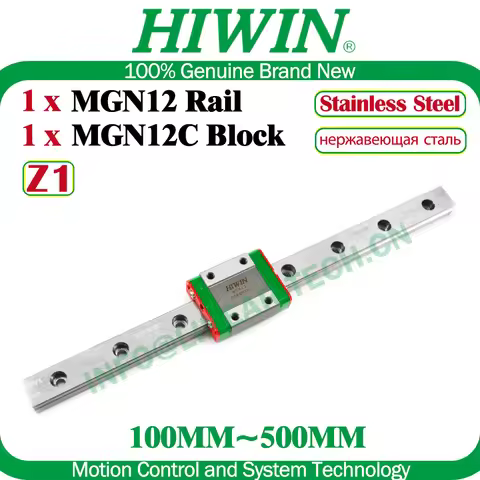 HIWIN MGN12 Z1 Rail MGN12C 100 200 300 400 500MM MGNR12C Linear Guide Carriage Block Stainless Steel