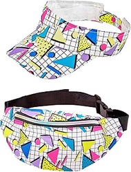 W WIDMANN Milano Party Fashion Belt Bag and Peaked Cap, 80s Funky Fashion Outfit, Bum Bag, Capy, Acc