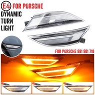 2ชิ้นเครื่องหมายไฟ LED ด้านข้างเลี้ยวสัญญาณไฟไฟกระพริบต่อเนื่องสำหรับ Porsche Boxster Cayman 982 981