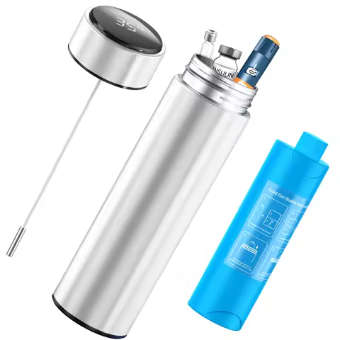 Insulin Travel Case Cooler 60H Reusable Freezer Bottle with Temperature Probe and Digital Temp Displ