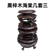 Buddha Statue Black Azalea Wood Display Base Fish Tank Solid Wood Bonsai Round Flower Pot Base Vase 
