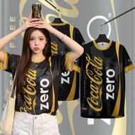 Coke Zero Black Sports Crew-Neck Shirt, Breathable Microfiber Fabric