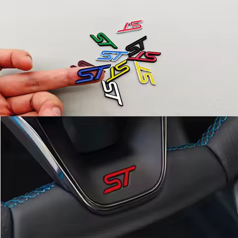 3D Metal Car Logo ST Steering Wheel Sticker Badge Emblem For Ford Focus 2 3 K2 MK3 MK7 Kuga Puma Exp