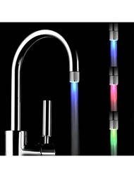 1個溫度感應漸變led水龍頭燈,變色水流水龍頭,適用於廚房和浴室（不包含電池供應）