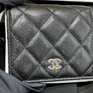CHANEL黑色魚子醬短銀包 Matelasse Caviar Wallet Black Color