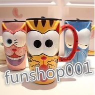 Cute cartoon small animals painted ceramic mug mug mug ceramic water cup with lid handle