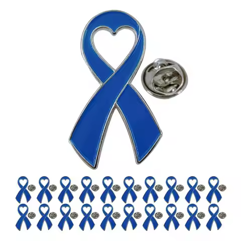 Cancer Awareness Pins 5/10/50/100Pcs Colon Cancer Awareness Pins Child Abuse Prostate Blue Ribbon Pi