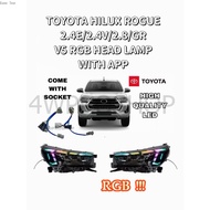 V5 RGB head lamp Toyota Hilux Revo Rocco 2015 - 2019 / Rogue 2020 - 2021 2.4E 2.4V 2.8 Projector Hea