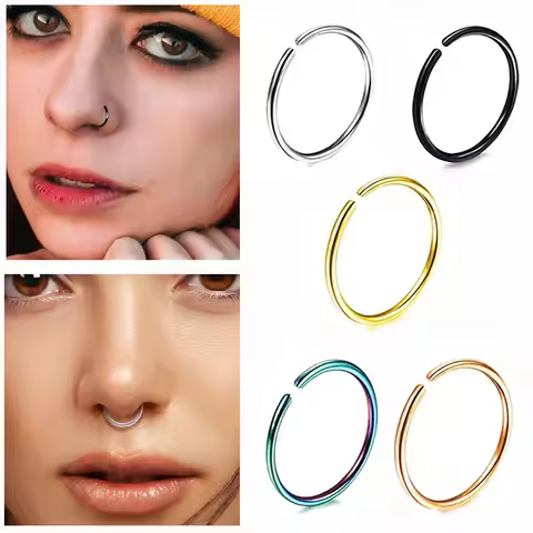 2/3/5Pcs 20G 18G Stainless Steel Fake Body Jewelry - 6-10mm Septum/Nose/Lip Rings, Cartilage/Tragus/
