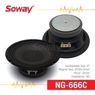 Soway NG-666C ลำโพง เสียงกลาง 6.5 นิ้ว แม่เหล็ก 100x15mm Voice 25mm 4Ω ลำโพงรถยนต์ 1คู่ Midrange Speaker เครื่องเสียงติดรถยนต์