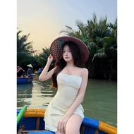 Yuk- WOMEN'S SHORT YELLOW LACE DRESS NB