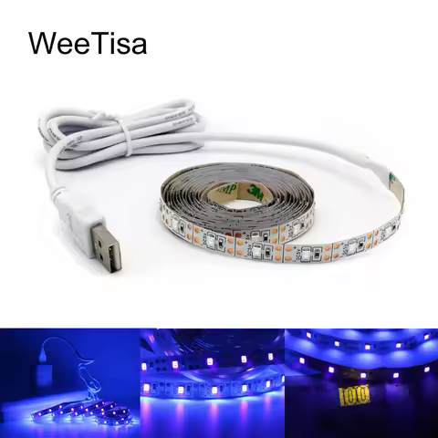 UV USB LED Strip Battery Powered 395-405nm Ultraviolet Ray Flexible Tape Ribbon Lamp 5V 2835 SMD TV 