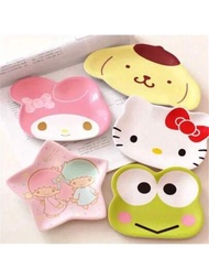 Plato de comida autorizado de Sanrios Kuromis HelloKitty Anime Kawaii Disc Tableware Cute, plato de frutas, bandeja de bocadillos animada y linda para regalo, combina con las tazas. Bandeja decorativa de cerámica para guardar joyas y artículos pequeños. Caja de exhibición de almacenamiento de joyas para el hogar de Sanriohello con personajes de dibujos animados oficiales Melody, Sakura, con licencia oficial, personajes de dibujos animados, Kawaii, lindo, mujeres Sanrios, personajes, cosas