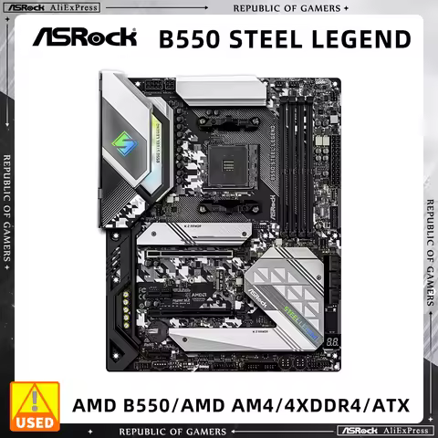 ASRock B550 Steel Legend Motherboard Support AMD Ryzen 7 5800X3D 5700X3D R5 5600X3D 5900X 3600X 5600
