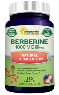 Pure Berberine 1000mg Supplement - 180 Veggie Capsules, Natural Berberine Hydrochloride HCL Plus, Ma