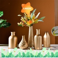LANSEL Gold Glass Vase Home Decor Retro Glass Vase Modern Flower Bottle