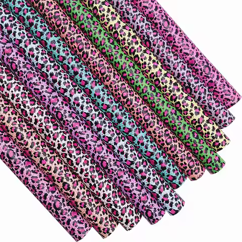 30x134cm Leopard Printed Synthetic Leather Faux Leather Felt Backing Vinyl Fabric For Earrings bag B