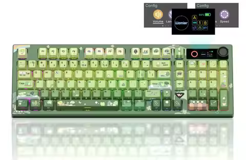 Womier L98 Frog Wireless Mechanical Keyboard with TFT Screen & Knob 98% Creamy Hot-Swappable RGB Bac