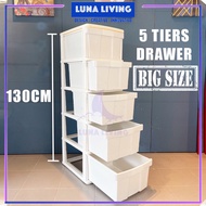 White Plastic Drawer Storage Cabinet Clothes 4/5 Tier Drawer Baju Almari Baju Putih Home Furniture Laci Plastic Putih